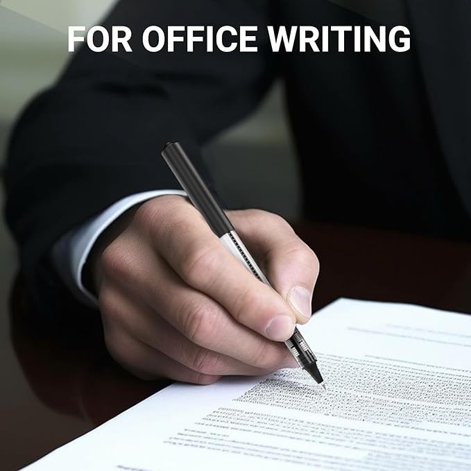 Rollerball Pen Fine Point Pens: 16 Pack 0.5mm Rollerball Pen, Extra Fine Point Pens, Black Fine Tip Liquid Gel Ink Pen Set for Writing, Note Taking, Signature, Office, Journaling, School Supplies