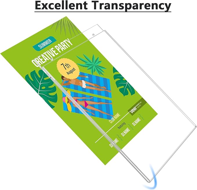 MaxGear Acrylic Sign Holder 11 x 17 inches Wall Mount Sign Holder with Screws Clear Plastic Wall Acrylic Frame for Office, Home, Store, Restaurant, Letter Size: 11 x 17 in, Acrylic, Vertical, 6 Pack