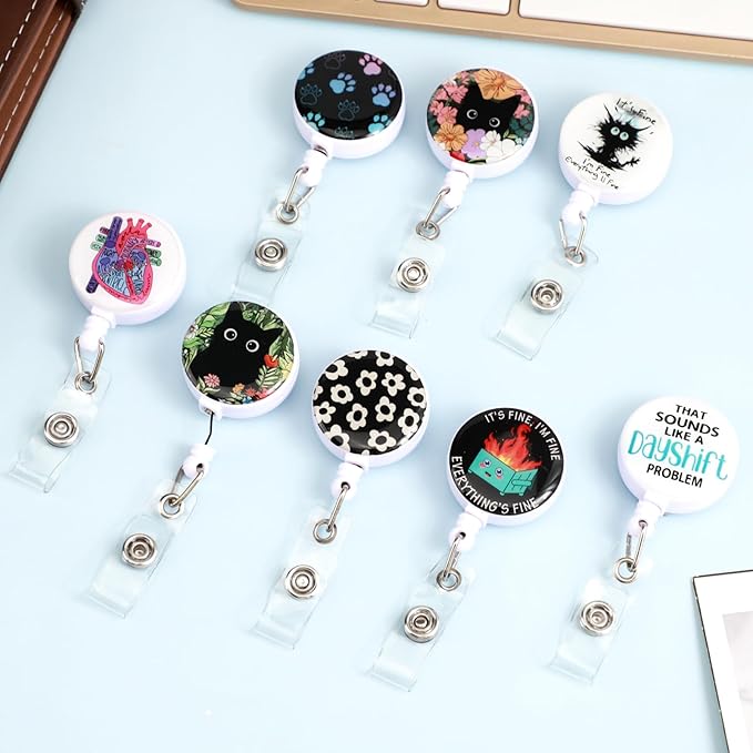 Teacher Badge Reels Holder Retractable with ID Clip for Nurse Name Tag Card Nursing for Doctor Teacher Student Employee Office Medical Work