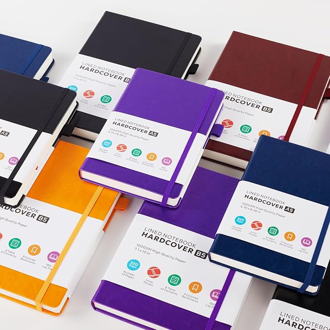 Lined Journal Notebook for Women/Men Writing Work, 320 Pages A4 Large Notebook notepads 8.5 x 11 for Note Taking, Hardcover Leather Journal, 100Gsm Thick Paper, Pink