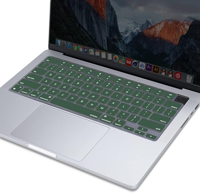 MOSISO Keyboard Cover Skin Compatible with MacBook Air 15 inch M3 A3114 M2 A2941/Air 13.6 A3113 A2681/Pro 14/16 M4 M3 M2 M1, Peacock Green