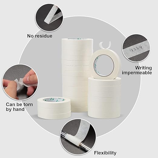 Leelosp 25 Rolls Masking Tape Bulk General Purpose Masking Tape Paint Craft Painter Artist Multi Use School Classroom Supplies, 0.75 Inch x 55 Yards, 1375 Yards Total (Beige)