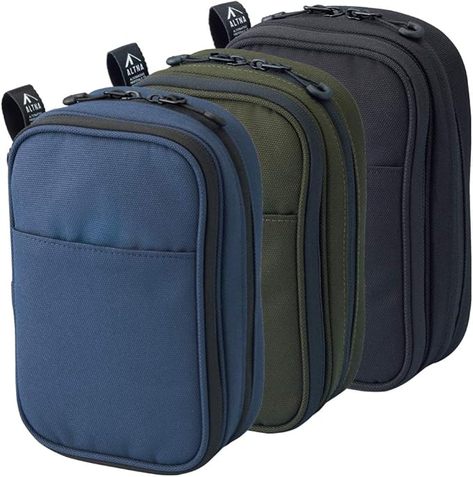 LIHIT LAB Gadget Pouch, Double, 5 x 3.6 x 8.5, Black (A7765-24)