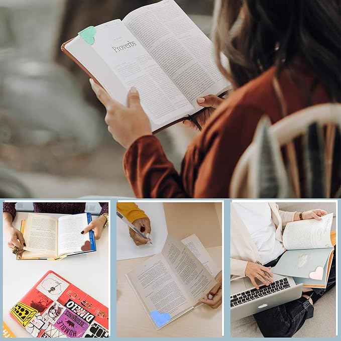 Leather Heart Bookmarks - Winjeto 6 Pieces Cute Corner Page Book Marks for Teachers Students Book Reading Lovers, for School Office Home Supplies (Furry(6pcs))