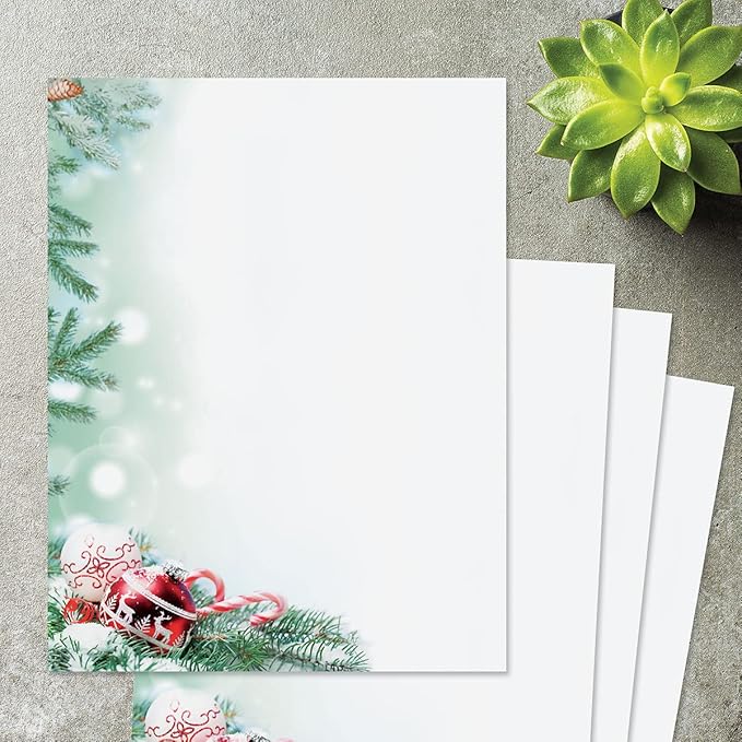 Crystal Pine Christmas Stationery - Holiday Letters, Printer Paper, 25 Sheets, 8½ x 11 Inch, by Current