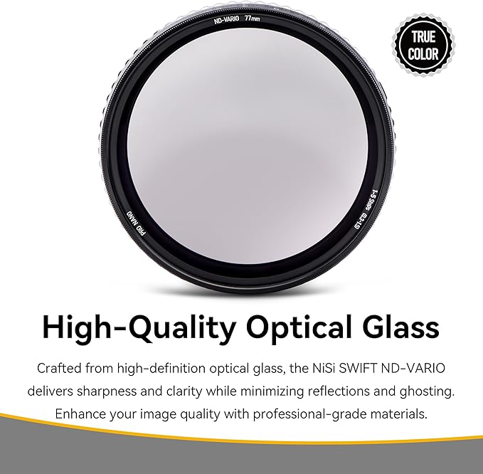 NiSi - 82mm Swift True Color ND-Vario, 1-5 Stops (ND2-ND32) Variable ND Filter, Waterproof Nano Coating Optical Glass, with Lens Filter Case and Lens Cap - Compatible with NiSi Swift System Filters