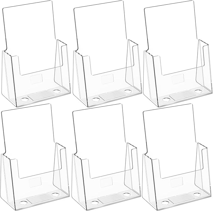 MaxGear Acrylic Brochure Holder 6 x 9 Inches, Clear Literature Holder Acrylic Countertop Organizer Plastic Flyer Display Stand Clear Bi-fold Magazine Holder for Pamphlet, Booklet, Menu, 6 Pack