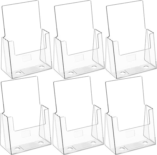 MaxGear Acrylic Brochure Holder 6 x 9 Inches, Clear Literature Holder Acrylic Countertop Organizer Plastic Flyer Display Stand Clear Bi-fold Magazine Holder for Pamphlet, Booklet, Menu, 6 Pack