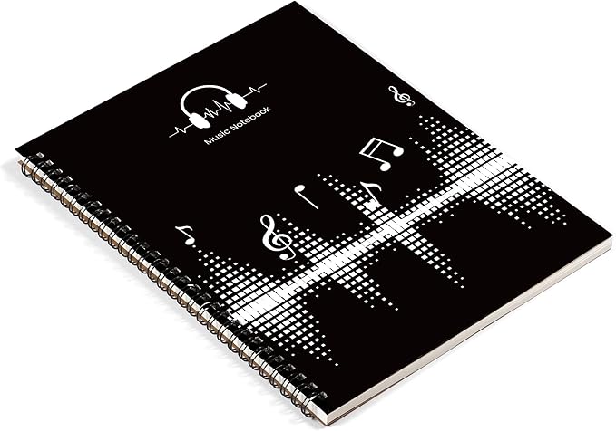 MAXCURY Blank Sheet Music Composition Manuscript Staff Paper Art Music Notebook Black 100 Pages 26x19cm (DJ)