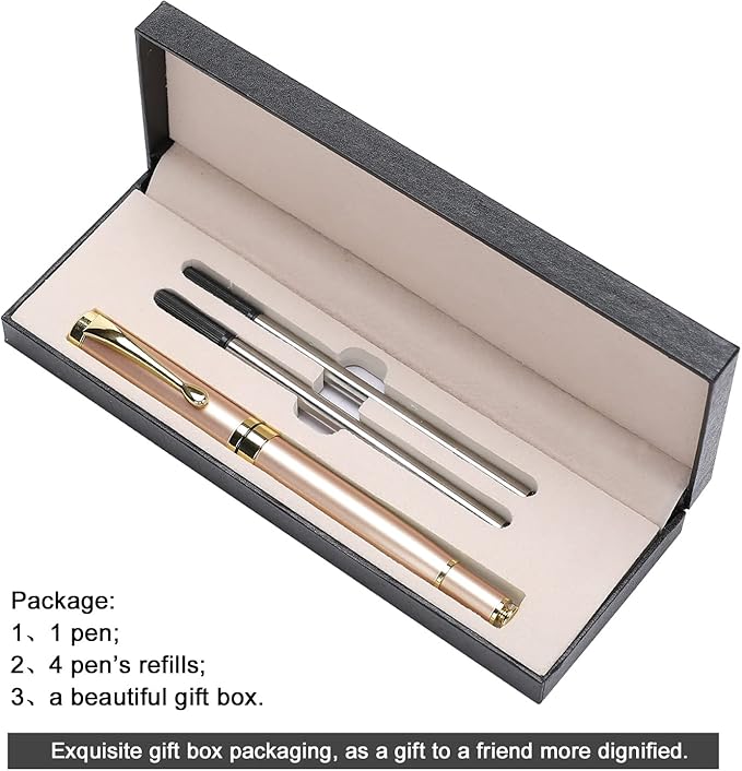 YIVONKA Personalized custom pen Luxury pens Free Engraving roller Ballpen,Ballpoint pen,office ballpoint pen, Black Ink,Gifts for Men,Women, Classy Gift Box (Rose Gold)