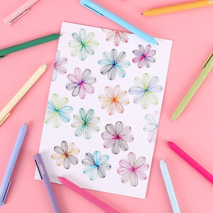 Grabie Retractable Colorful Gel Pens, Perfect for Vibrant Colored Writing and Sketching, Quick Dry Colored Gel Pens, 0.7 mm, Smooth Writing for Journaling and Note Taking, Pack of 20