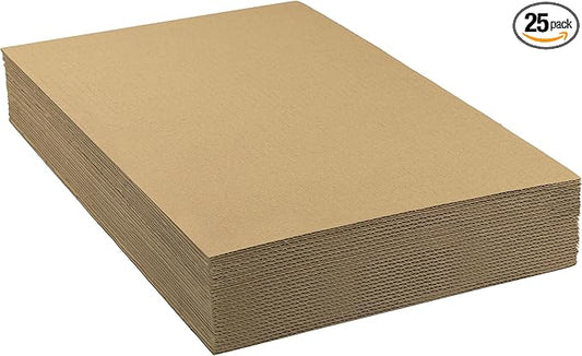Mat Board Center, 25 pack 11x17 Brown Cardboard sheet, 1/8 inch thick, Flat Corrugated Cardboard Inserts for Packing, Shipping, Mailing, Cardboard Backing, Art Craft Card Board