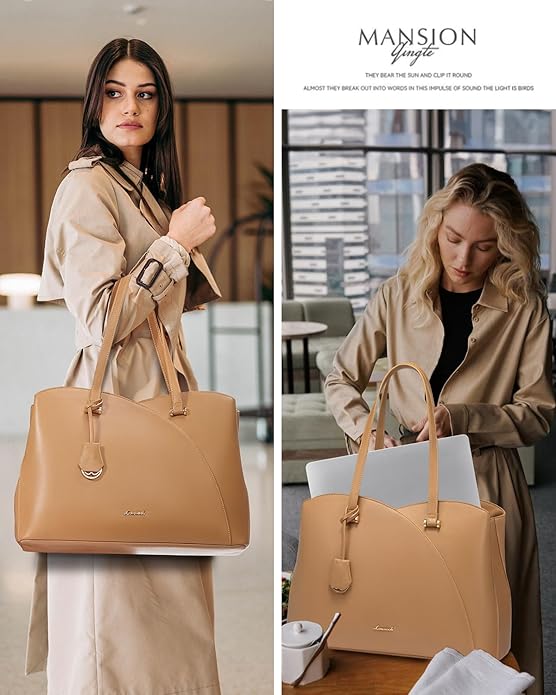 LOVEVOOK Laptop Tote Bag for Women, Work Bags Teacher Tote Bag, Leather Computer Bag Purses Handbag Professional Briefcase