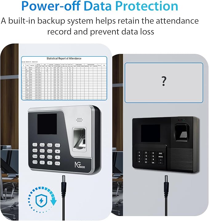 NGTeco Time Clocks for Employees Small Business, Upgraded Fingerprint Time Clock Supporting Shift Schedules, Standalone Time Card Machine Automatic Punch in Out (No Need WiFi)