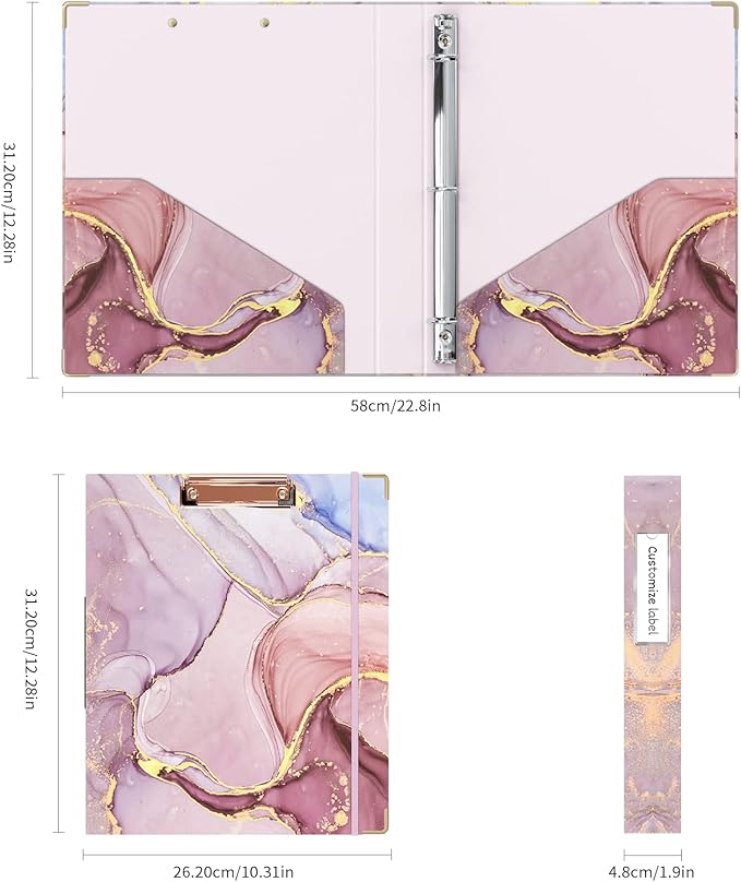 Ospelelf 3 Ring Binder 1 Inch, D Ring Clipboard Binder for Letter Size (11" x 8.5") with 5 Tab Dividers, File Folder Labels, for School and Office Supplies