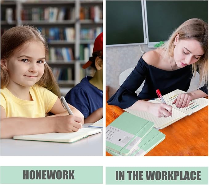 Lined Journal Notebook, 10Pack(Eggshell Green), 160 Pages, Medium 5.7 inches x 8 inches - 100 gsm Thick Paper, Hardcover