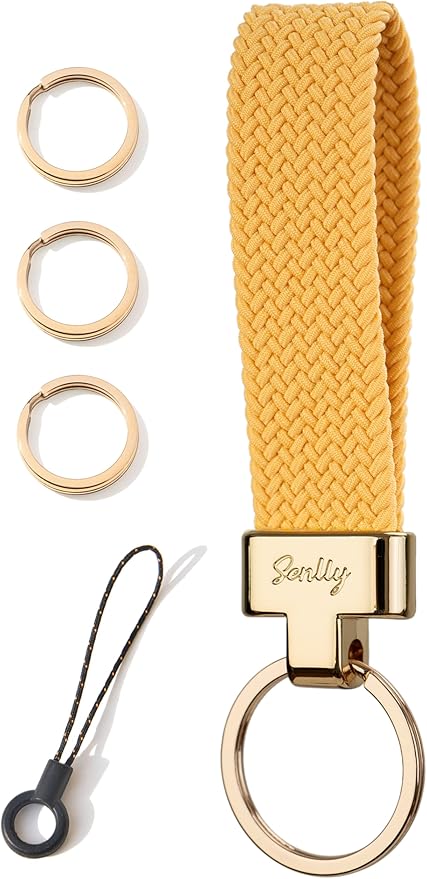 SENLLY Car Keychain, Stretchy Key Holder, Original Elastic Anti-Drop Design Finger Lanyard Strap