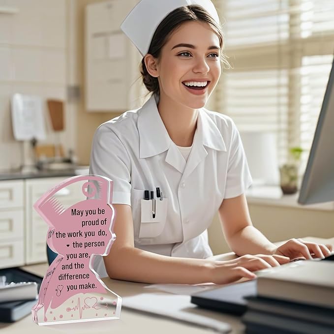 Nurse Gifts Nurses Week Gifts for Women RN Nurses Appreciation Cool Female Nurse Day Graduation Christmas Birthday Retirement Gift for Nurse Centerpieces Nursing Acrylic Plaque Keepsakes Desk Decor