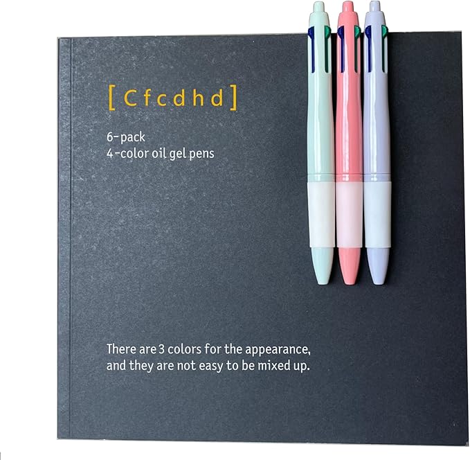 Multi Color Pen 6-pack Oil Gel pen 0.5mm Nipple-style Nib Smooth writing Multicolor Ballpoint Pen 4 colors in 1 Pen multicolor pen in one