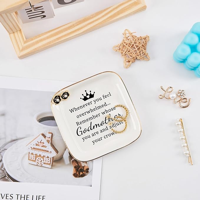 Godmother Gifts from Godchild, ...Remember Whose Godmother You Are... Gifts for Godmother Jewelry Dish Tray, Godmother Proposal Gift for Godmother Birthday Christmas Mothers Day