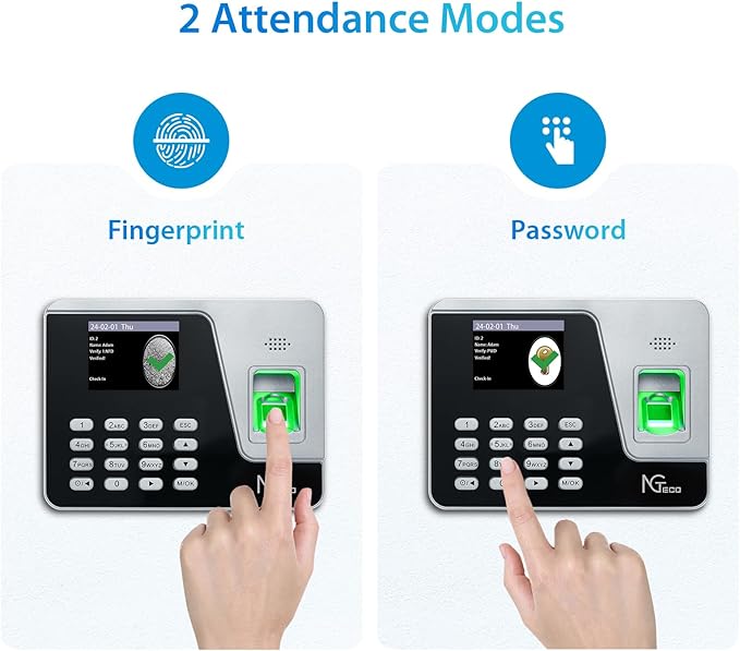 NGTeco Time Clocks for Employees Small Business, Upgraded Fingerprint Time Clock Supporting Shift Schedules, Standalone Time Card Machine Automatic Punch in Out (No Need WiFi)