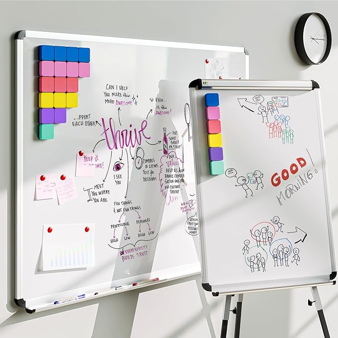 MaxGear 108 Pack Dry Erase Erasers, Magnetic Whiteboard Dry Erasers for Classroom, Mini Whiteboard Cleaning Pads, Chalkboard Wiper Teacher Supplies for School, Office, Home (6 Color Set, 2 x 2 Inch