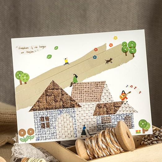 Fabric-Patterned Washi Sticker Set, 6 Rolls Vintage Stickers for Scrapbooking, Journaling, DIY Crafts, and Decorative Wrapping