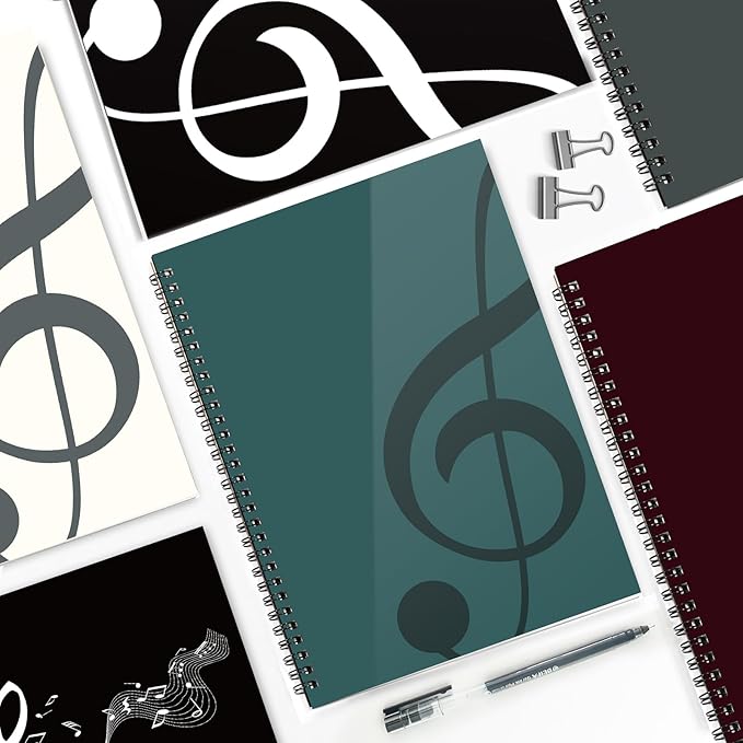 MAXCURY Blank Sheet Music Composition Manuscript Staff Paper Art Music Notebook Black 100 Pages 26x19cm (Water Blue/Ocean Blue)