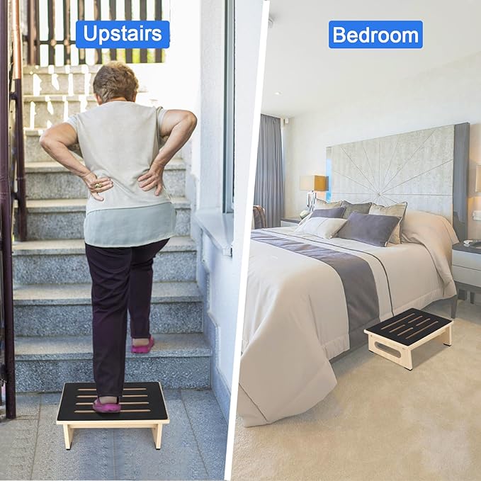 RayLove One Step Stool for Adults Seniors with Non-Slip Rubber Stepping Feet, Heavy Duty Platform Step Stools, 450 LB Portable Bed Steps for High Beds for Bathroom, Bedroom, Kitchen & Bedside Support