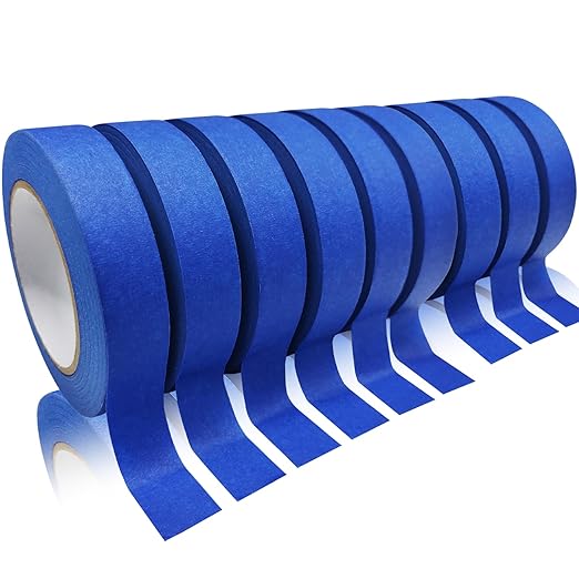 Masking Tape, Blue Painters Tape, Master Adhesive Paper Tape, Multi-Surface Painter's Tape for Painting, DIY Crafts, Decoration, Labeling, No Residue, Easy Remove, 60.1 Yd, 9 Rolls, 0.94 Inch Wide