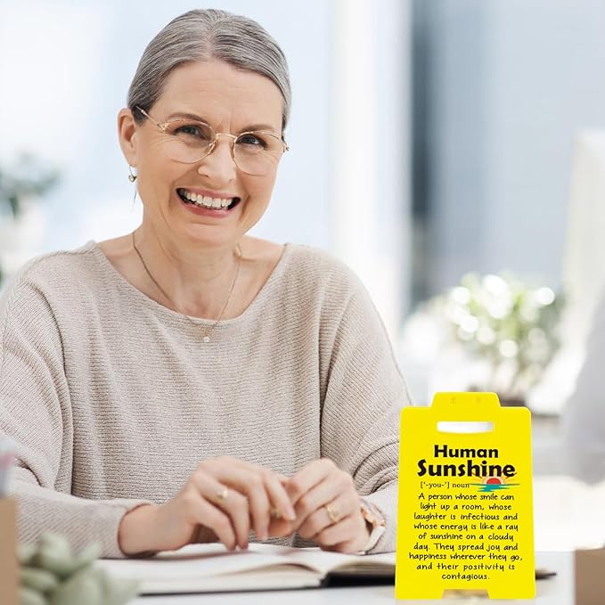 MBL Appreciation Sunshine Gifts Coworker - Human Sunshine Desk Sign, Thoughtful Thank You Gifts for Women Boss Lady Teacher Friend Birthday Christmas White Elephant, Office Cubicle Decor Sign