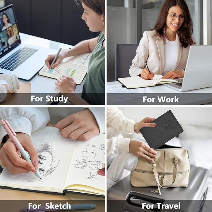 Lined Journal Notebook for Men & Women, 160 Pages College Ruled Journal for Writing, A5 Hardcover Leather Notebooks for Work, School, Business, Travel, Daily Diary 5.9" x 8.5" - Black