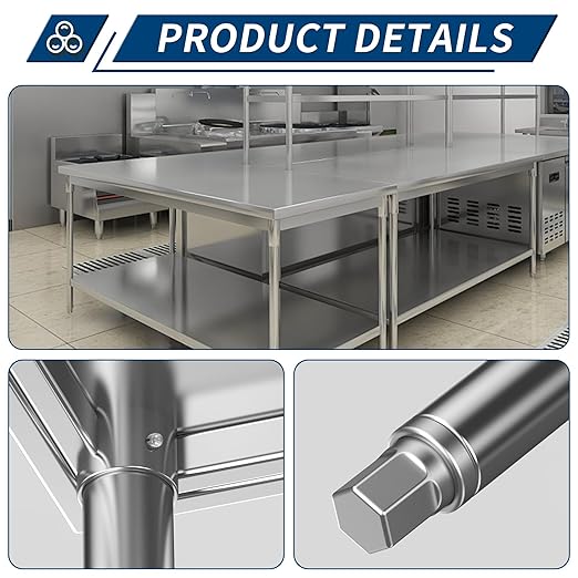 Stainless Steel Table for Prep & Work 24 x 36 Inches, NSF Commercial Heavy Duty Food Prep Worktable with Undershelf for Restaurant, Home and Hotel Christmas Preparation Table