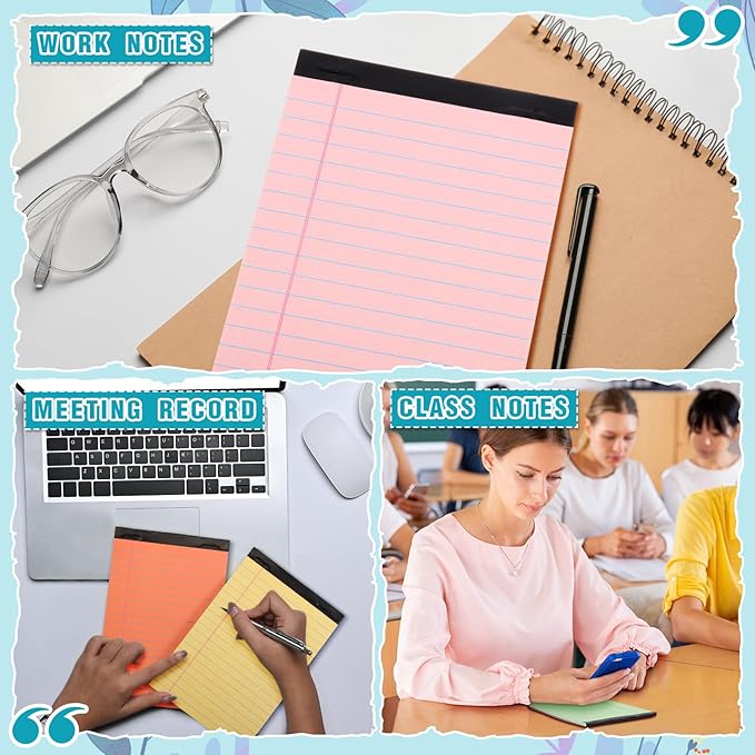 Lincia 36 Pcs 4" x 6" Legal Pad Writing Notepads Small Legal Pad College Ruled 30 Sheets Multiple Color Lined Note for Work 80 Gsm Paper for Grocery List Shopping List (Candy Color)