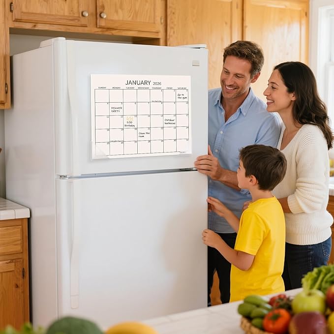 Magnetic Refrigerator Calendar 2026-2027, Monthly Magnet Fridge Calendar Jan 2026 to Jun 2027, Large 13 x11 inch, Easy Organizing