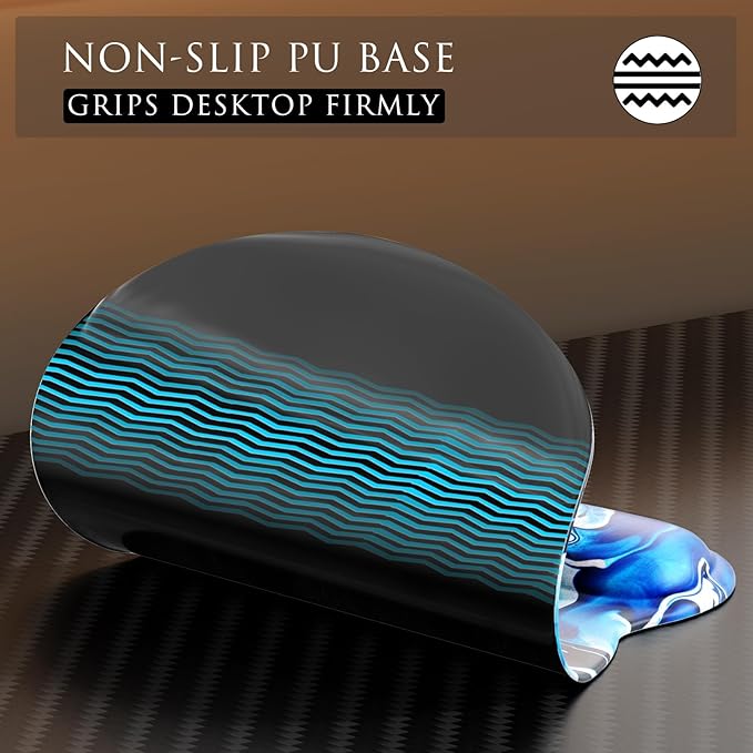 MROCO Ergonomic Mouse Pad with Gel Wrist Rest, Comfortable Mousepad with Smooth Wrist Support Surface and Non-Slip PU Base for Pain Relief, Computer, Laptop, Office & Home, 9.4 x 8.1 in, Blue Waves