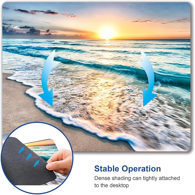 Mouse Pad, Premium-Textured Mouse Mat, Non-Slip Rubber Base Mousepad for Laptop, Computer & PC,9.5×7.9 in,Beach Sunset