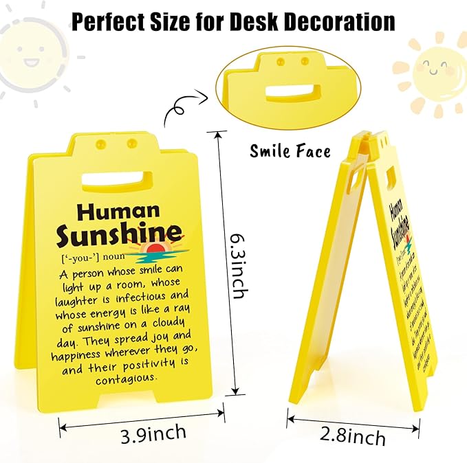 MBL Appreciation Sunshine Gifts Coworker - Human Sunshine Desk Sign, Thoughtful Thank You Gifts for Women Boss Lady Teacher Friend Birthday Christmas White Elephant, Office Cubicle Decor Sign