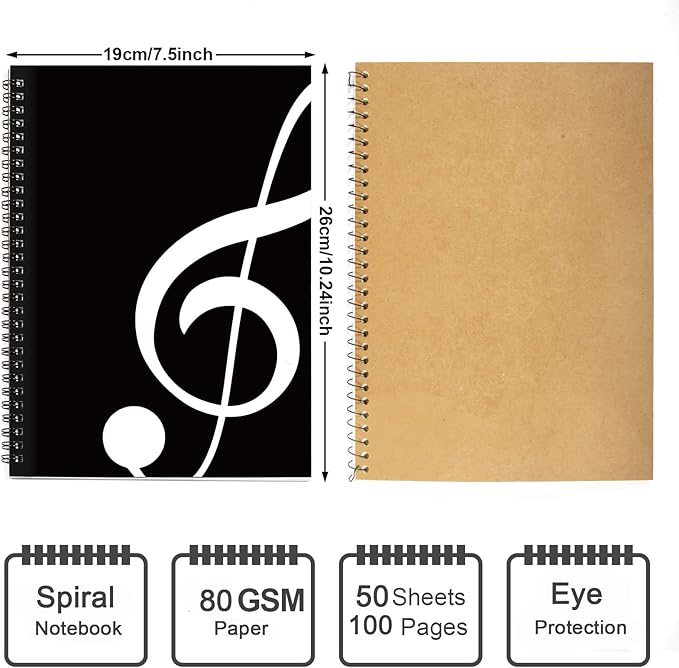 MAXCURY Blank Sheet Music Composition Manuscript Staff Paper Art Music Notebook Black 100 Pages 26x19cm (Black Music)