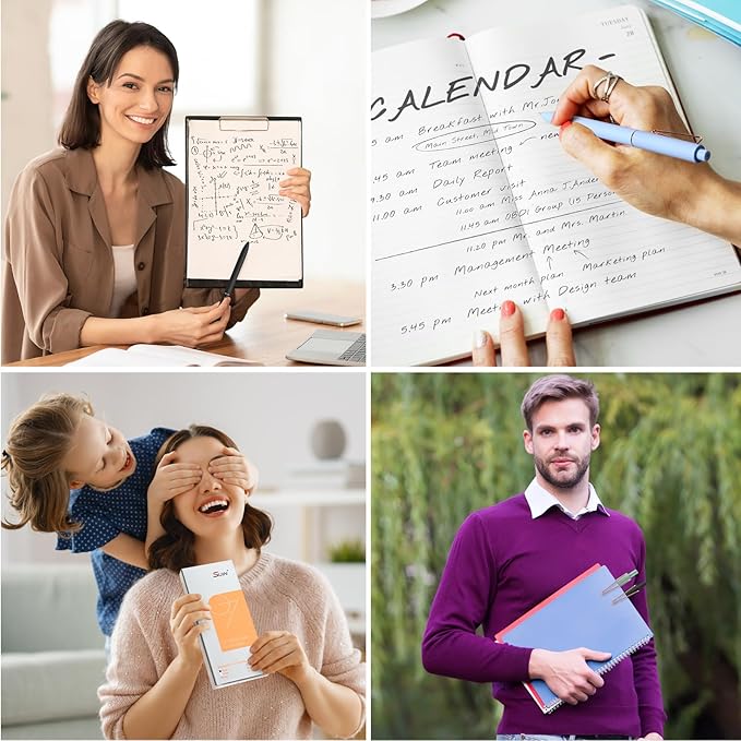 SUIN Gel Pens - Pack of 6, 0.7mm Black Ink, Retractable Rolling-Ball Gel-Pens, Medium Fine Point for Smooth Writing - Cute Office and School Supplies, Ideal Gifts for Women