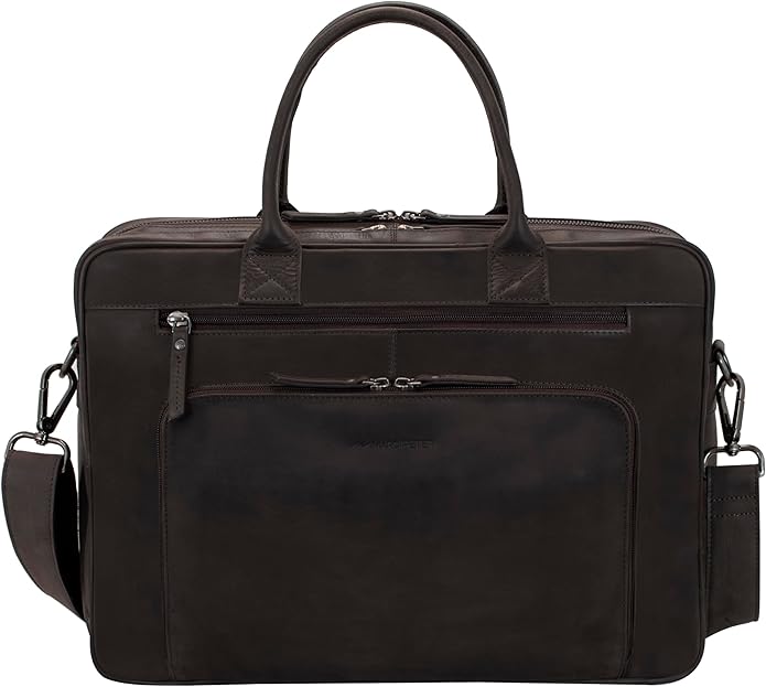 Marc Peter Hamilton Real Leather Business Bag for Men and Women | 15.6 inch Laptop Bag | Shoulder Bag for Men