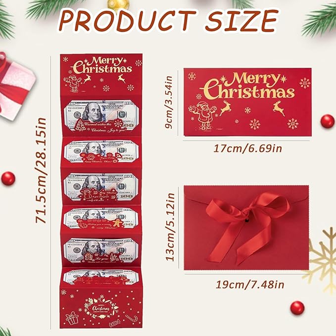 Christmas Cash Gift Envelopes 6 Slots, 2026 Upgrade Christmas Cash Gift Envelope, Surprise ChristmasGift Card Holder for Checks or Cards (Style-B)