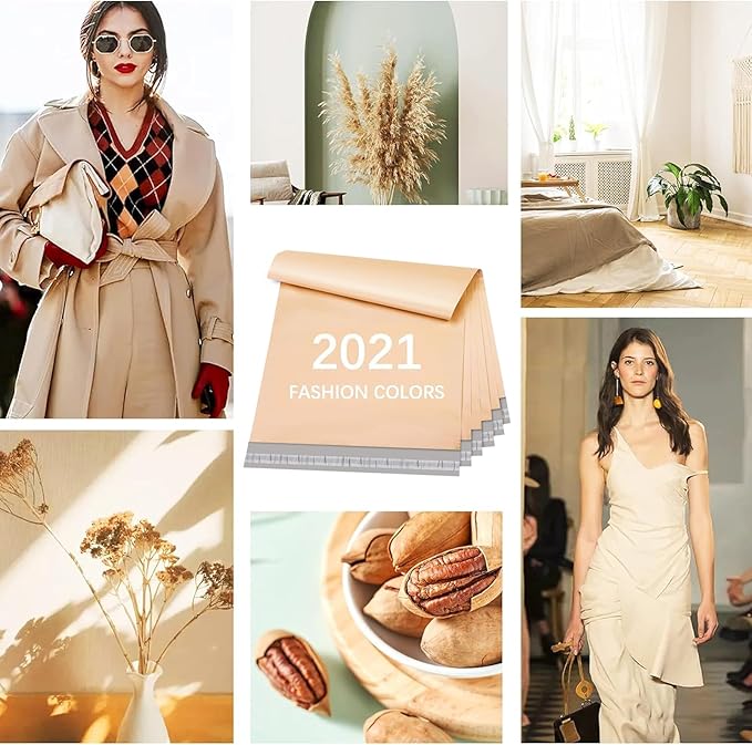 Metronic Poly Mailers 14.5x19 100 Pcs | Medium Size Shipping Bags for Clothes | Large Poly Mailer Bags, Shipping Envelopes, Mailing Bags for Small Business, Strong Adhensive Poly Bags Champagne