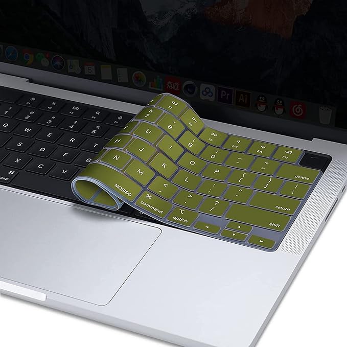MOSISO Keyboard Cover Skin Compatible with MacBook Air 15 inch M3 A3114 M2 A2941/Air 13.6 A3113 A2681/Pro 14/16 M4 M3 M2 M1, Olive Green