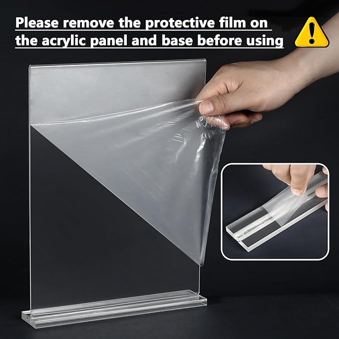 MaxGear Acrylic Sign Holder 8.5x11 Inches 10 Pack, Double Sided Clear Display Stand Table Top Paper Holder, Vertical Menu Flyer Stand, Plastic Frame for Stores, Restaurants, Hotels, Office 