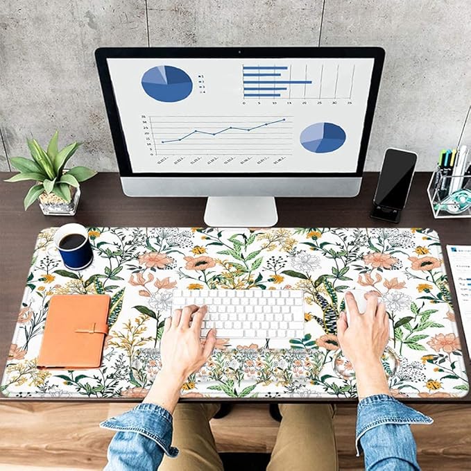 LATEEFAH Desk Mat, Mouse Pad with Wrist Rest, 4-in-1 Large Mouse Pads for Desk, Ergonomic Mouse Pad and Keyboard Wrist Rest Gaming Keyboard Mat for Office, Home