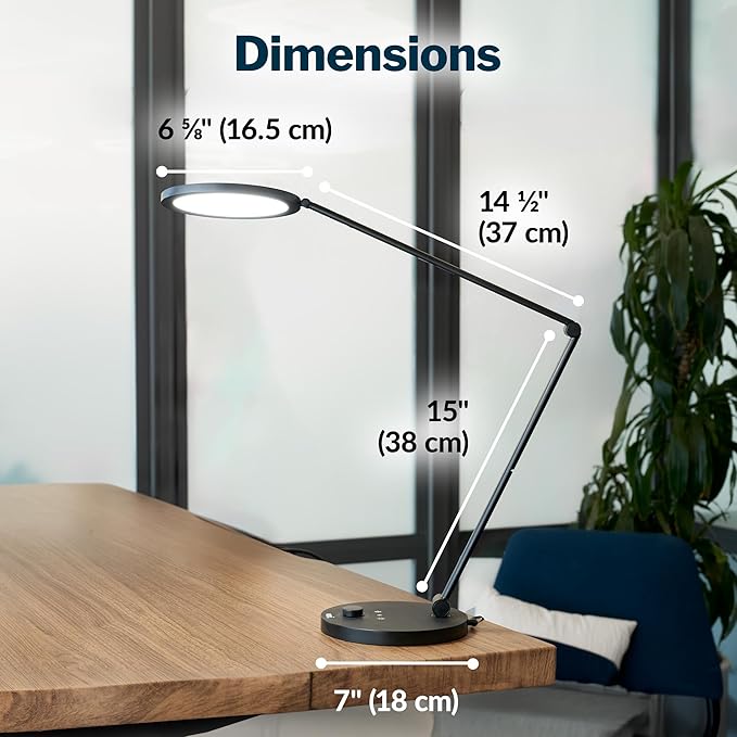 Vari LED Studio Lamp- Varidesk Modern Desk Lamp for Home Office- Flexible Positioning, Stable Base- Three Color Settings- Bright Task Lamp- Ideal for Study Area and Workspaces