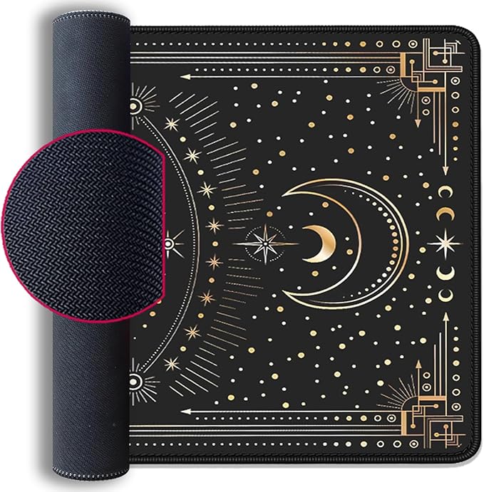Mysterious Starry Sky Moon and White Snake Pattern Large Extended Gaming Mouse Pad E-Sports Office Desk Mat Keyboard Pad Rubber Non-Slip Computer Mouse Mat Suitable for Home Office Work(27.5X11.8 in)