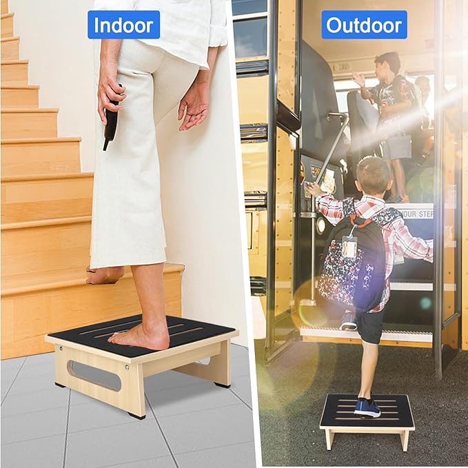RayLove One Step Stool for Adults Seniors with Non-Slip Rubber Stepping Feet, Heavy Duty Platform Step Stools, 450 LB Portable Bed Steps for High Beds for Bathroom, Bedroom, Kitchen & Bedside Support