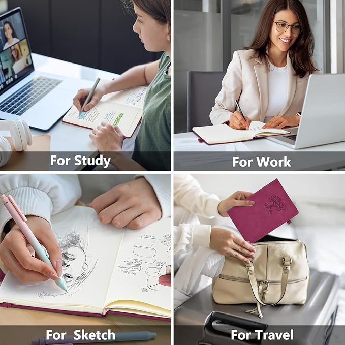 Lined Journal Notebook for Men & Women, 160 Pages College Ruled Journal for Writing, A5 Hardcover Leather Notebooks for Work, School, Business, Travel, Daily Diary 5.9" x 8.5" - Burgundy